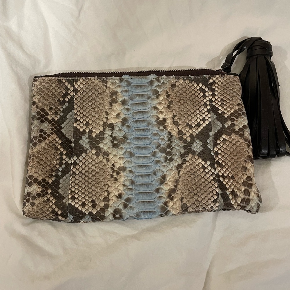 Authentic snakeskin clutch beautiful colors new with no tags